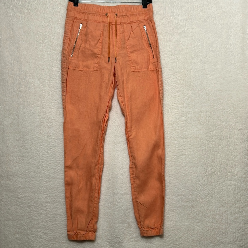 Athleta Cabo Linen peach Jogger pull on casual Pants sz 4Tall